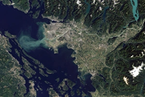 Satellite view of the Fraser River, British Columbia, Canada Satellite view of the Fraser River, British Columbia, Canada