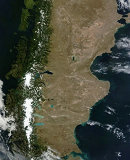 Satellite view of the Patagonia region in South America Satellite view of the Patagonia region in South America