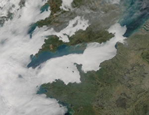 Satellite view showing low clouds over the English Channel Satellite view showing low clouds over the English Channel