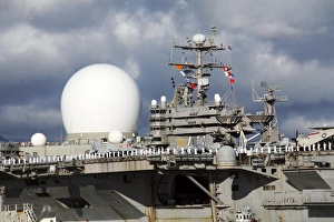 Sea Based X-band Radar appears to be part of the USS Abraham Lincoln Sea Based X-band Radar appears to be part of the USS Abraham Lincoln