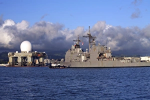 Sea Based X-band Radar dome at Pearl Harbor naval shipyard Sea Based X-band Radar dome at Pearl Harbor naval shipyard