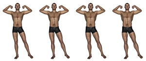 Set of four men showing progression to become a muscular man Set of four men showing progression to become a muscular man