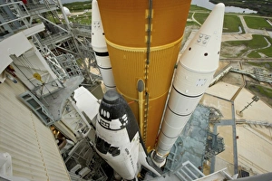 Space shuttle Atlantis on the launch pad at Kennedy Space Center, Florida Space shuttle Atlantis on the launch pad at Kennedy Space Center, Florida