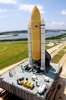 Space Shuttle Discovery atop the mobile launcher platform Space Shuttle Discovery atop the mobile launcher platform