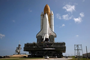 Space Shuttle Discovery makes its way to the launch pad at Kennedy Space Center Space Shuttle Discovery makes its way to the launch pad at Kennedy Space Center