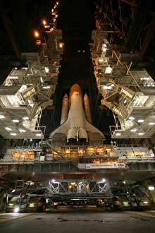 Space Shuttle Endeavour inside the Vehicle Assembly Building at Kennedy Space Center Space Shuttle Endeavour inside the Vehicle Assembly Building at Kennedy Space Center