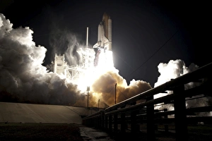 Space shuttle Endeavour lifts off into the night sky from Kennedy Space Center Space shuttle Endeavour lifts off into the night sky from Kennedy Space Center