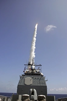 A standard missile 2 is launched from the Aegis cruiser USS Lake Erie A standard missile 2 is launched from the Aegis cruiser USS Lake Erie