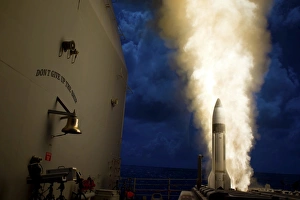 A Standard Missile-3 is launched from USS Lake Erie A Standard Missile-3 is launched from USS Lake Erie