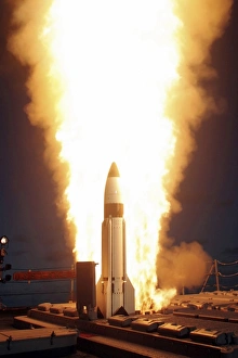 A Standard Missile Three is launched from the vertical launch system aboard USS Lake Erie A Standard Missile Three is launched from the vertical launch system aboard USS Lake Erie