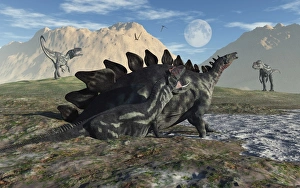 A Stegosaurus and Allosaurus caught in a deadly mud pit A Stegosaurus and Allosaurus caught in a deadly mud pit