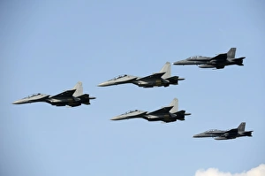 Sukhoi Su-30 MKM aircraft and F/A-18 Hornet jets of the Royal Malaysian Air Force Sukhoi Su-30 MKM aircraft and F/A-18 Hornet jets of the Royal Malaysian Air Force