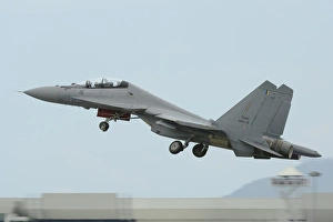 A Sukhoi Su-30MKM of the Royal Malaysian Air Force taking off A Sukhoi Su-30MKM of the Royal Malaysian Air Force taking off