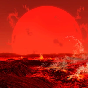 The sun seen from a molten earth 3 billion years from now The sun seen from a molten earth 3 billion years from now