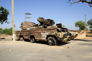 A surface-to-air missile air defense system destroyed by NATO outside of Benghazi, Libya A surface-to-air missile air defense system destroyed by NATO outside of Benghazi, Libya