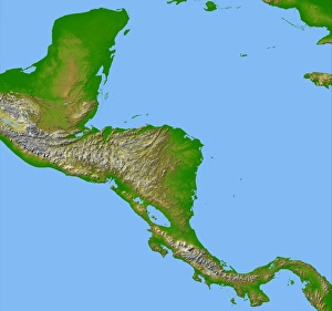 Topographic view of Central America Topographic view of Central America