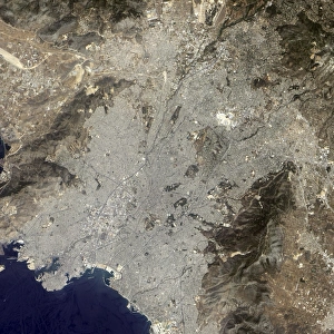 True-color satellite view of central Athens, Greece True-color satellite view of central Athens, Greece