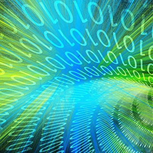 Abstract Digital Artwork Prints: Tunnel of binary code