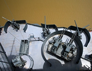 The twin Bofors 40mm anti-aircraft naval guns The twin Bofors 40mm anti-aircraft naval guns