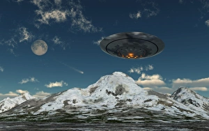 <b class=qtipBold><figcaption>A UFO flying over a mountain range</figcaption></b><br>A UFO flying over a mountain range.<br><em>© Mark Stevenson/Stocktrek Images</em> A UFO flying over a mountain range