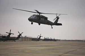 A UH-60 Black Hawk taking off for a mission over northern Iraq A UH-60 Black Hawk taking off for a mission over northern Iraq