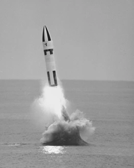 Underwater firing of the Polaris A3 missile by a submarine. circa 1960 Underwater firing of the Polaris A3 missile by a submarine. circa 1960