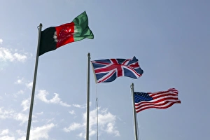 The Union Flag of the United Kingdom between the Afghanistan and United States flags The Union Flag of the United Kingdom between the Afghanistan and United States flags