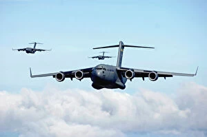U.S. Air Force C-17 Globemasters in flight
