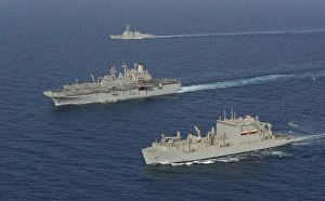 USNS Robert E. Peary conducts a vertical replenishment with USS Bataan USNS Robert E. Peary conducts a vertical replenishment with USS Bataan