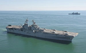 USS Wasp and USS San Antonio transit in formation in the Atlantic Ocean USS Wasp and USS San Antonio transit in formation in the Atlantic Ocean