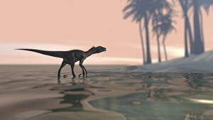 <b class=qtipBold><figcaption>Utahraptor in shallow water</figcaption></b><br>Utahraptor in shallow water.<br><em>© Kostyantyn Ivanyshen/Stocktrek Images</em> Utahraptor in shallow water