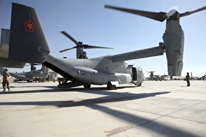 V-22 Osprey tiltrotor aircraft at Camp Bastion, Afghanistan V-22 Osprey tiltrotor aircraft at Camp Bastion, Afghanistan