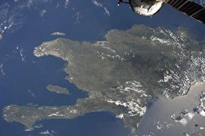 A view of the Caribbean island of Hispaniola from the International Space Station A view of the Caribbean island of Hispaniola from the International Space Station