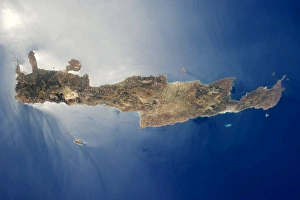 View from space of the island of Crete View from space of the island of Crete
