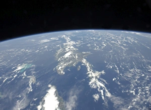 View from space of Saharan dust blowing westward into the Atlantic Ocean View from space of Saharan dust blowing westward into the Atlantic Ocean
