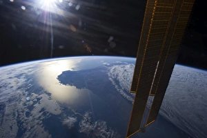 View from space of a setting Sun above part of southwestern Australia View from space of a setting Sun above part of southwestern Australia