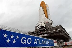 A view Space Shuttle Atlantis on Launch Pad 39A at the Kennedy Space Center
