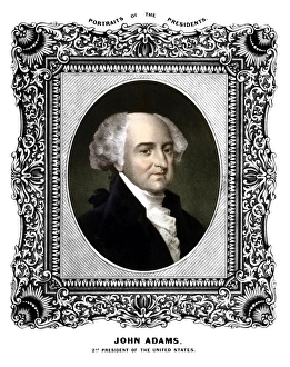 Vintage American History print of a color portrait of President John Adams Vintage American History print of a color portrait of President John Adams