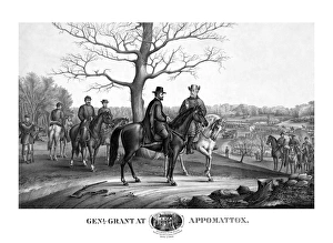 Vintage Civil War print showing Generals Robert E. Lee and Ulysses S. Grant Vintage Civil War print showing Generals Robert E. Lee and Ulysses S. Grant