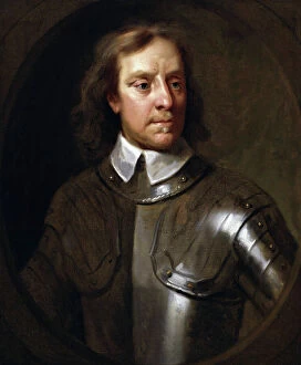 Famous People Gallery: Vintage English History painting of Lord Protector Oliver Cromwell