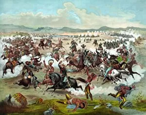 Battle Of Little Bighorn Gallery: Vintage military print of The Battle of Little Bighorn