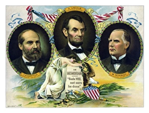 Vintage print of Presidents James Garfield, Abraham Lincoln, and William McKinley Vintage print of Presidents James Garfield, Abraham Lincoln, and William McKinley