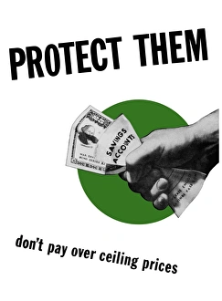 Vintage World War II poster showing a hand holding a savings bond Vintage World War II poster showing a hand holding a savings bond