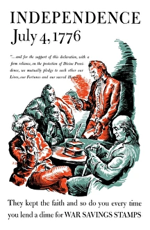 Vintage World War II poster of Thomas Jefferson reading the Declaration of Independence Vintage World War II poster of Thomas Jefferson reading the Declaration of Independence