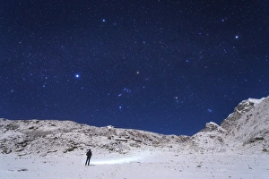 Winter constellations above the Himalayas in Sagarmatha National Park of Nepal Winter constellations above the Himalayas in Sagarmatha National Park of Nepal