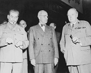 World War II photo of Joseph Stalin, Harry Truman and Winston Churchill World War II photo of Joseph Stalin, Harry Truman and Winston Churchill