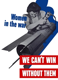 Illustration Technique Gallery: World War II poster of a female factory worker building a rocket