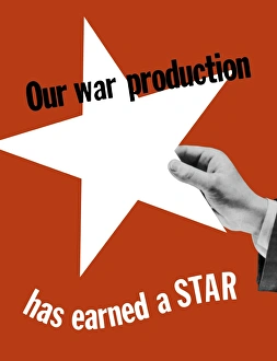 World War II propaganda poster of a hand holding a large white star World War II propaganda poster of a hand holding a large white star