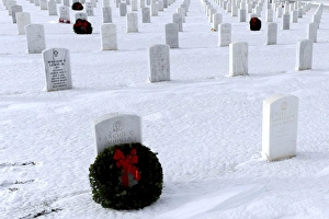 Wreaths adorn the graves of veterans at the Black Hills National Cemetery Wreaths adorn the graves of veterans at the Black Hills National Cemetery