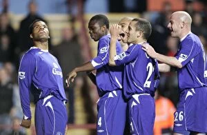 Images Dated 2nd April 2007: Aston Villa v Everton FA Evertons Joleon Lescott celebrates scoring with team mates